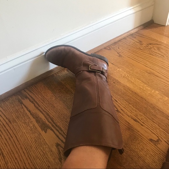 Marc Fisher Leather Riding Boots with Brass Buckle - Picture 10 of 12